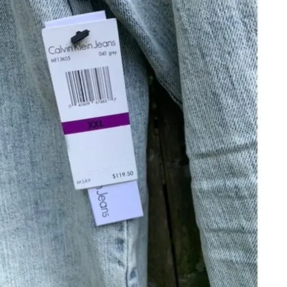 NEW w/ Tags Calvin Klein Men's Light Denim Jacket Striped Back XXL - Picture 5 of 6